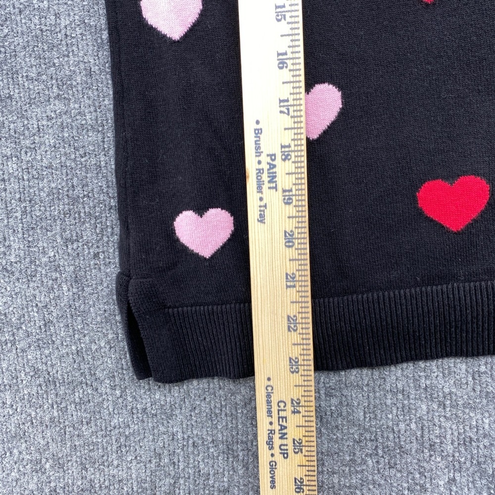 Adrianna Papell Heart Sweater Womens Large Black Pink Red Knit Pullover Romantic - Picture 6 of 9